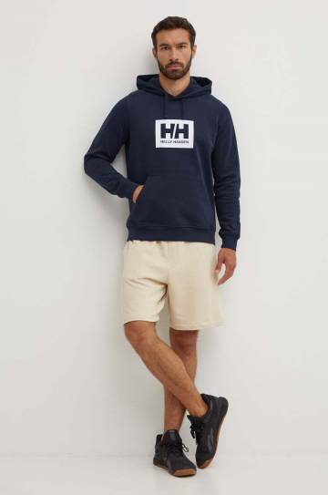Хлопковая кофта Helly Hansen цвет синий с принтом 53289-597 Хлопковая кофта Helly Hansen цвет синий с принтом 53289-597