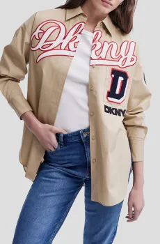 Женская бежевая рубашка Бежевый S DKNY D2B4A106
