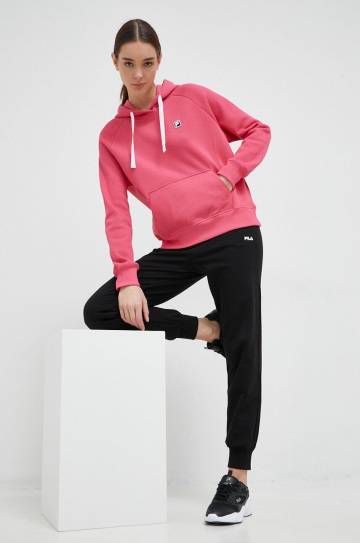 Кофта Fila женская цвет розовый с капюшоном однотонная Кофта Fila женская цвет розовый с капюшоном однотонная
