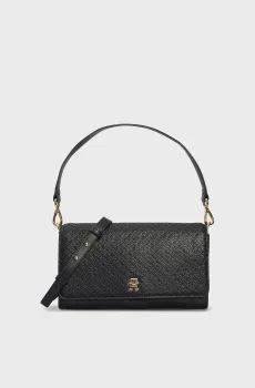 Женская темно-синяя сумка с узором TH ETERNITY SHOULDER BAG MONO Синий ONESIZE Tommy Hilfiger AW0AW16933