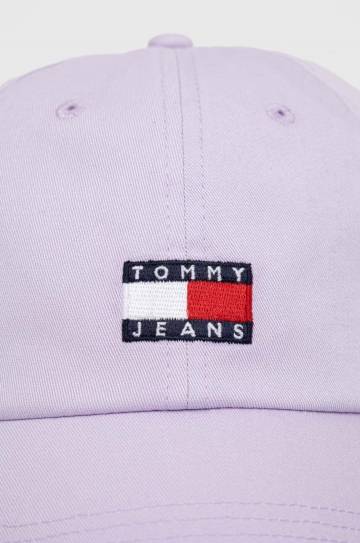 Хлопковая кепка Tommy Jeans цвет фиолетовый с аппликацией Хлопковая кепка Tommy Jeans цвет фиолетовый с аппликацией