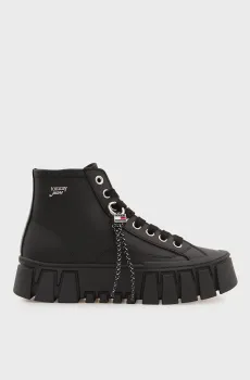 Женские черные кожаные хайтопы PLATFORM Черный 41 Tommy Jeans EN0EN03133