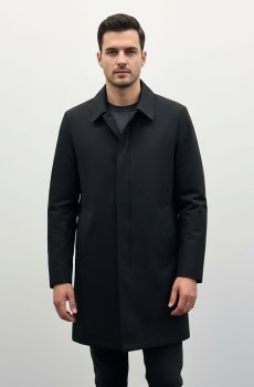 Мужской плащ черного цвета AS-144-franko-black