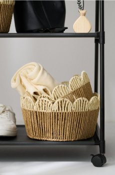 Плетений кошик для зберігання з хвилястим краєм - різнобарвний