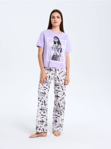 Бавовняна двочастинна піжама з принтом Nightmare Before Christmas - Фіолетовий