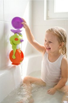 Іграшка для ванни у вигляді жабки з водяним колесом і водяним пістолетом - світло-зелений