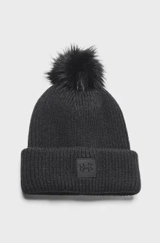 Женская черная шапка UA Halftime Ribbed Pom-BLK Черный ONESIZE Under Armour 1373098-001