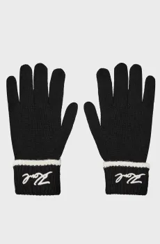 Женские черные перчатки K SIGNATURE KNIT GLOVE Черный M Karl Lagerfeld 246W3601