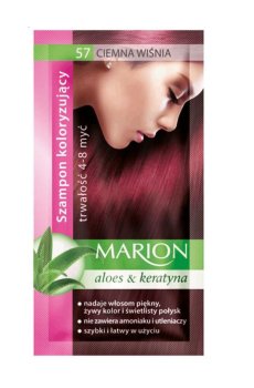 Оттеночный шампунь для волос Marion Aloe & Keratin Hair Color Shampoo 57 Dark Cherry, 40 мл