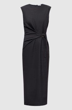 Серое платье из шерсти с драпировкой