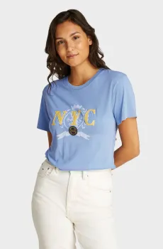 Женская голубая футболка VARSITY GRAPHIC T-SHIRT Голубой S Tommy Jeans DW0DW20424