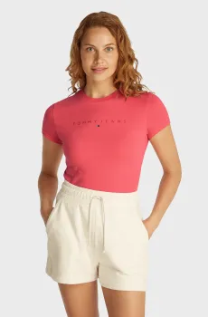 Женская коралловая футболка TJW SLIM TONAL LINEAR Коралловый M Tommy Jeans DW0DW20315