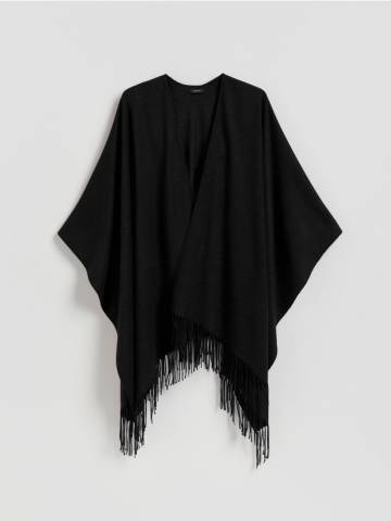 Reserved - Пончо з бахромою - чорний - 650FD-99X