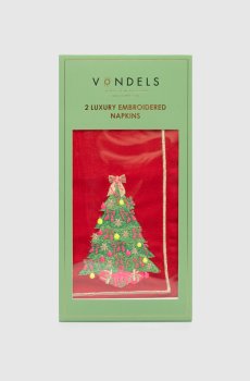 Набор красных сервировочных салфеток Christmas tree с льном