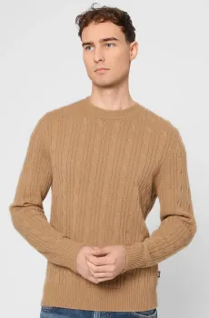 Мужской бежевый шерстяной джемпер Бежевый S BOSS 50549975;260