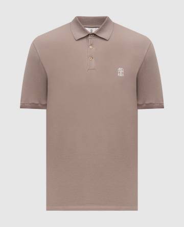 Бежевое поло с логотипом логотип