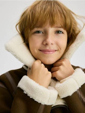 Reserved - Куртка з імітацією кожушка - коричневий - 234EX-88X