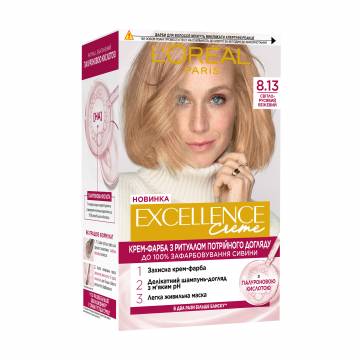 Крем-краска для волос LOreal Paris Excellence Creme с тройным уходом, 8.13 Светло-русый бежевый, 192 мл Крем-краска для волос LOreal Paris Excellence Creme с тройным уходом, 8.13 Светло-русый бежевый, 192 мл