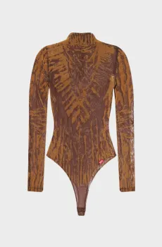 Женское коричневое боди с узором T-ANGER Коричневый M Diesel A21306 0SLCR