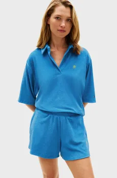 Женское голубое поло TOWELING Голубой XS Tommy Hilfiger UW0UW06471