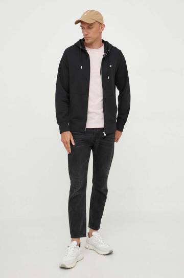 Кофта Gant мужская цвет чёрный с капюшоном однотонная Кофта Gant мужская цвет чёрный с капюшоном однотонная