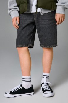 Шорти з прямим кроєм з ефектом зношеності - сірий