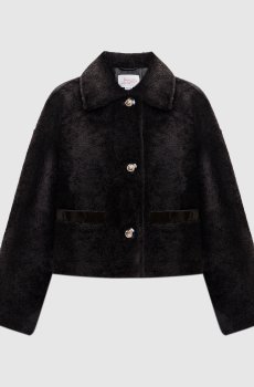 Коричневая укороченная дубленка