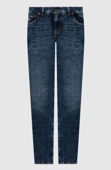 Синие джинсы слим с нашивкой логотипа