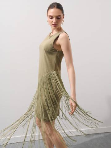 Mohito - Сукня міні з бахромою - оливковий - S