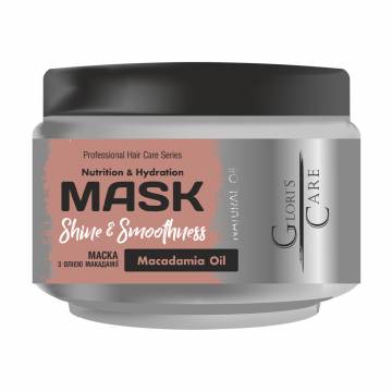 Маска Gloris Care Shine & Smoothness Mask для блеска и гладкости волос, с маслом макадамии, 500 мл Маска Gloris Care Shine & Smoothness Mask для блеска и гладкости волос, с маслом макадамии, 500 мл