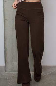 Утеплені штани прямого крою - коричневий