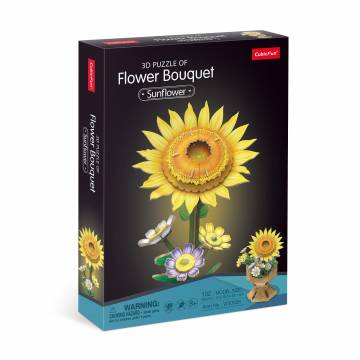 Трехмерная головоломка-конструктор CubicFun Букет цветов Подсолнух, от 8 лет, 17*15.5*25.1 см, 102 детали (W3303h)