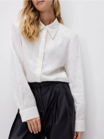 Reserved - Сорочка з блискучої тканини - кремовий - 093IC-01X