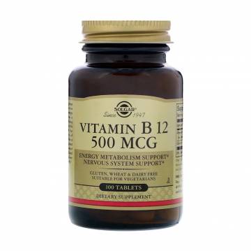 Витамин B12 Solgar Vitamin B12, 500 мкг, 100 таблеток