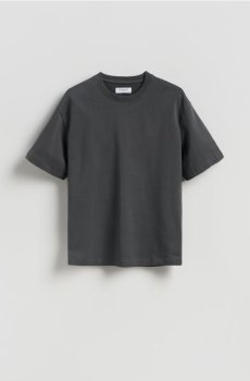 Reserved - Бавовняна футболка боксі - темно-сірий - 945HL-90X