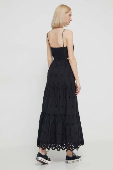 Хлопковое платье Desigual цвет чёрный maxi расклешённая Хлопковое платье Desigual цвет чёрный maxi расклешённая