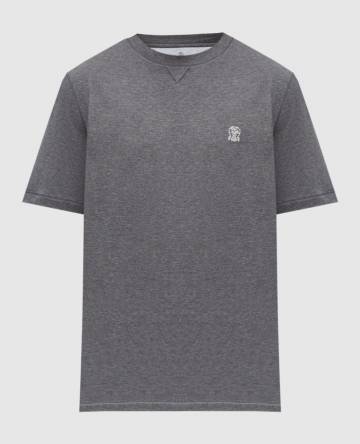Серая футболка с вышивкой эмблемы