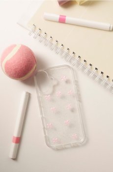 Чохол для iPhone 16 з мотивом банта - рожевий