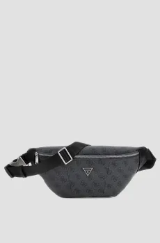 Мужская темно-серая поясная сумка с узором Серый ONESIZE Guess HMEVZL.P3431;BLA