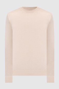 Бежевый джемпер из кашемира и шелка с кожей крокодила