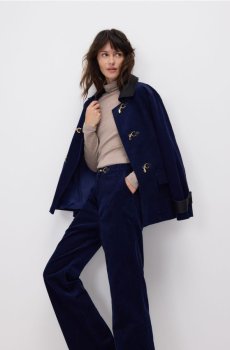 Reserved - Вельветові штани прямого крою - темно-синій - 296HM-59X