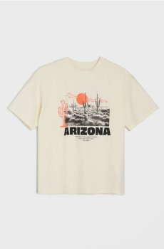 Бавовняна футболка з написом Arizona - кремовий