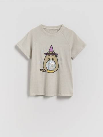 Reserved - Футболка з принтом Pusheen - світло-сірий - 470FT-09X Reserved - Футболка з принтом Pusheen - світло-сірий - 470FT-09X