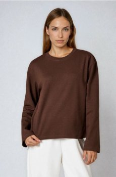 Бавовняна футболка з щільного інтерлок-плетення - коричневий