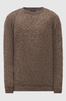 Коричневый свитер с мериносом и шелком