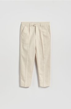 Reserved - Костюмні штани з льоном - бежевий - 330IL-80X