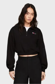 Женская черная спортивная кофта TJW CRP FABRIC MIX ZIPTHRU Черный XS Tommy Jeans DW0DW17343