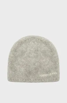 Женская серая шапка TJW LINEAR LOGO TEDDY BEANIE Серый ONESIZE Tommy Jeans AW0AW17058