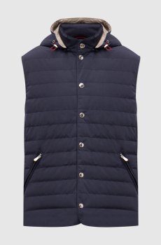 Синий пуховый жилет