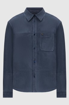 Синяя замшевая рубашка с эмблемой в виде головы орла